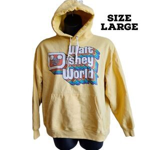 Disney Parks, Walt Disney World Retro Yellow Hoodie Sweatshirt Size large